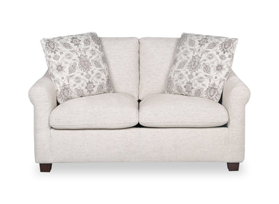 Mallie 60" Chenille Fabric Loveseat with Rolled Arms and Wood Legs - Shell White | Causeuse Mallie de 60 po en tissu de chenille avec accoudoirs enroulés et pattes en bois - blanc coquillage