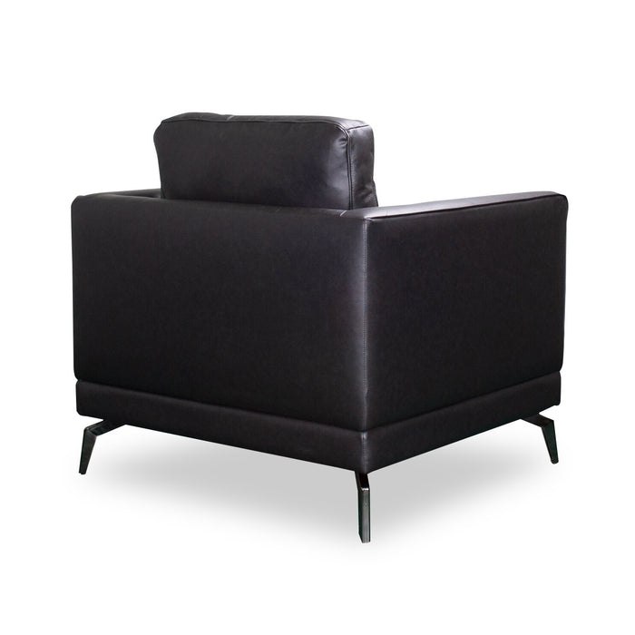 Melrose 36.5\" Top-Grain Genuine Leather Chair with Metal Legs - Black