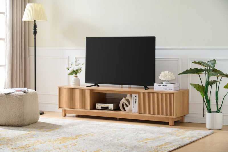 Sylvie 70\" Modern TV Stand with Storage for TVs up to 70\" - Natural Oak