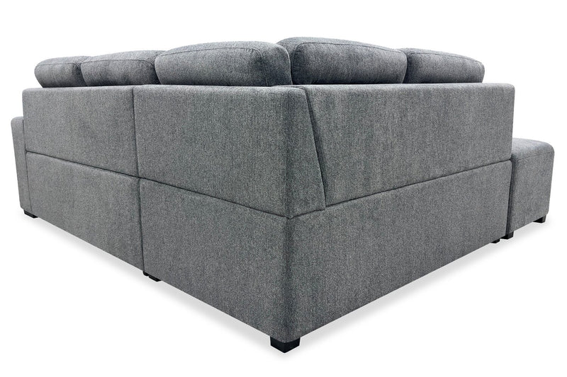 Coast 3-Piece Left-Facing Fabric Sleeper Sectional with Storage and Ottoman - Smoke
