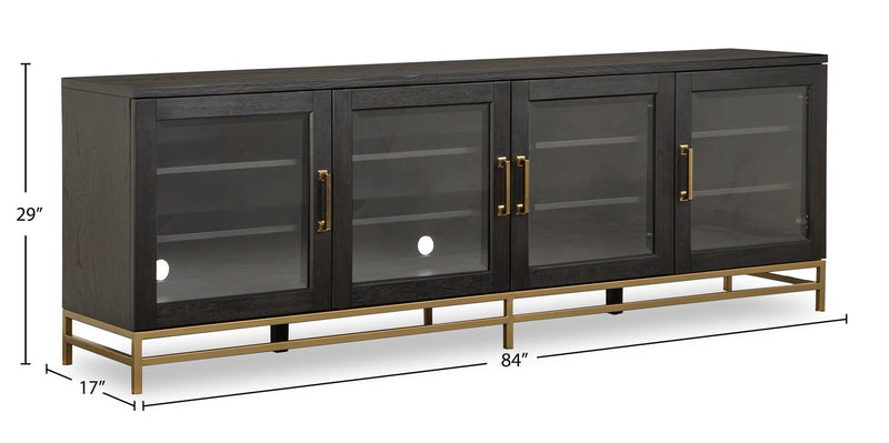 Cresset 84” Modern Solid Wood TV Stand with Storage and Cable Management for TVs up to 90\" - Coffee Bean