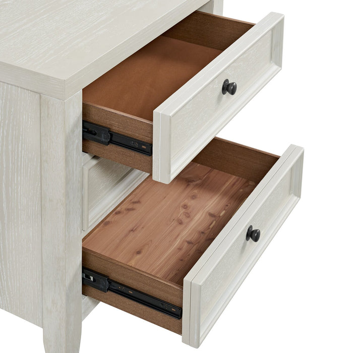 Casa Bedside 3-Drawer Nightstand with USB Port, 27\"W x 26.5\"H, Wood - White