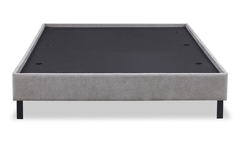 Amos Upholstered Platform Bed in Grey Fabric with Channelled Headboard - King Size