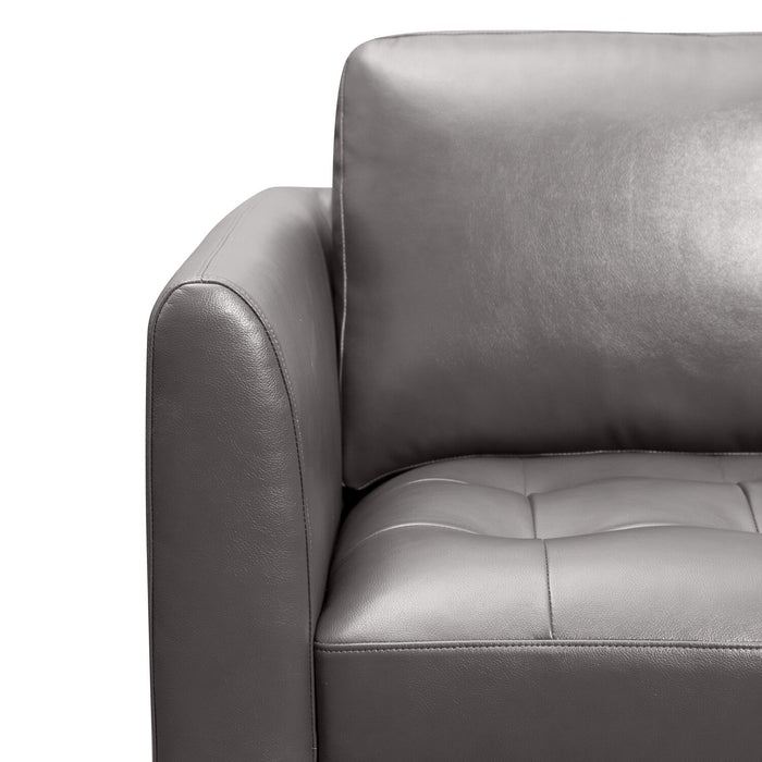 Erin 56\" Leather-Look Fabric Loveseat with Tufted Seat Cushions - Grey