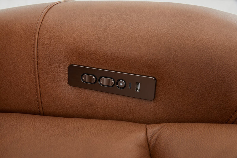 Shaquille O’Neal Home Titan 42\" Genuine Leather Power Reclining Chair with Shaq-o-pedic Comfort – Earth 