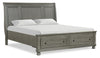 ["Chelsea Platform Storage Bed with Headboard & Frame, Grey - King Size"]