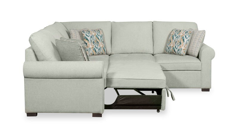 Scott Living Haven 3-Piece Chenille Fabric Sleeper Sectional - Seafoam Blue