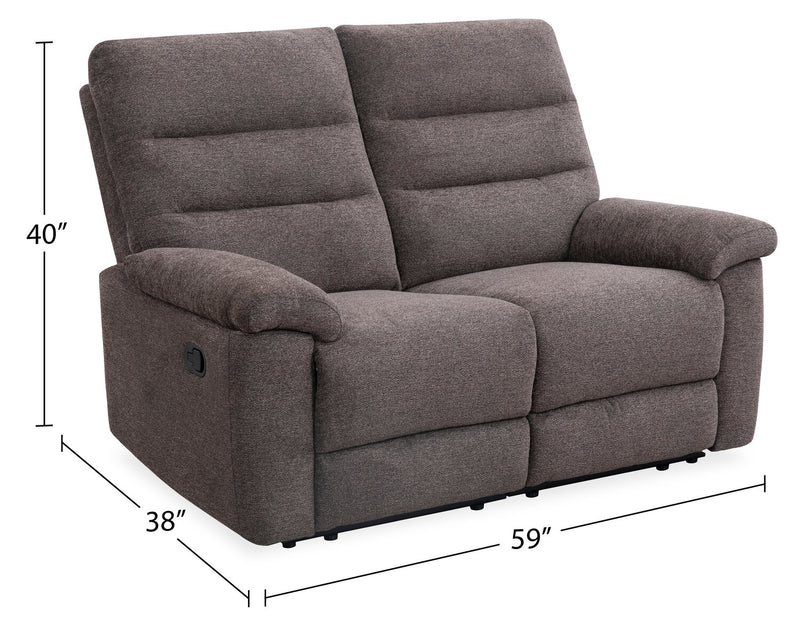 Jasper 59\" Chenille Fabric Reclining Loveseat - Brown