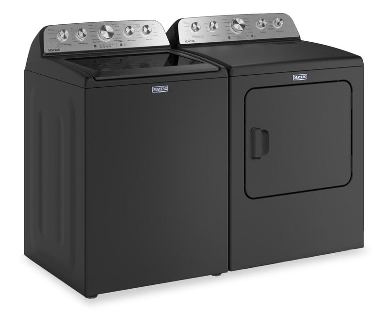 Maytag 5.5 Cu Ft. Top Load Washer with Pet Pro and 7.0 Cu. Ft. Pet Pro Electric Dryer – Volcano Black