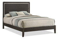 Sable Panel Bed with Headboard & Frame, Dark Grey - Queen Size 