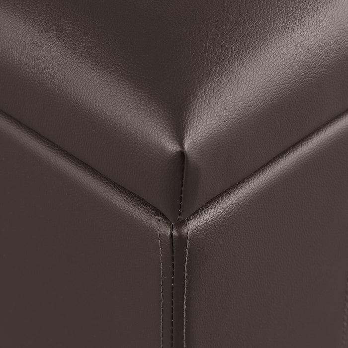 James 39.25\" Faux Leather Storage Ottoman - Dark Brown