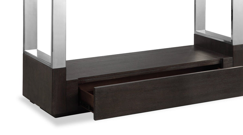 Perrin 50\" Modern Glass Top Sofa Table with Storage and Shelf - Graphite