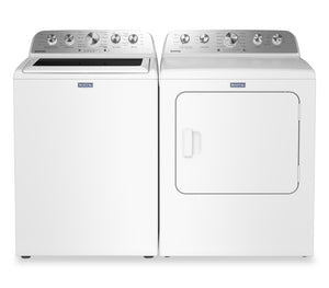 Maytag 5.5 Cu Ft. Top Load Impeller Washer with Pet Pro Option and 7.0 Cu Ft. Gas Dryer – White