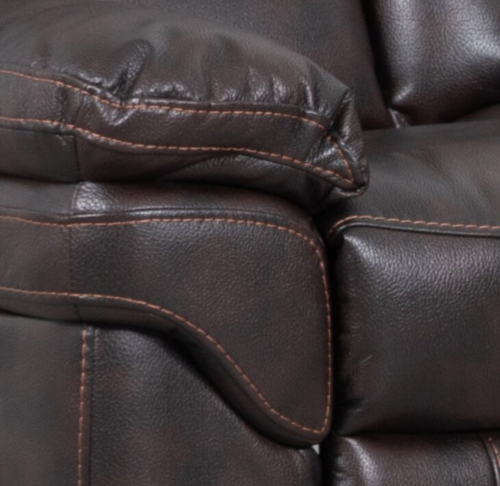 Leo 5-Piece Leather-Look Fabric Reclining Sectional with Armless Reclining Chair - Walnut Brown