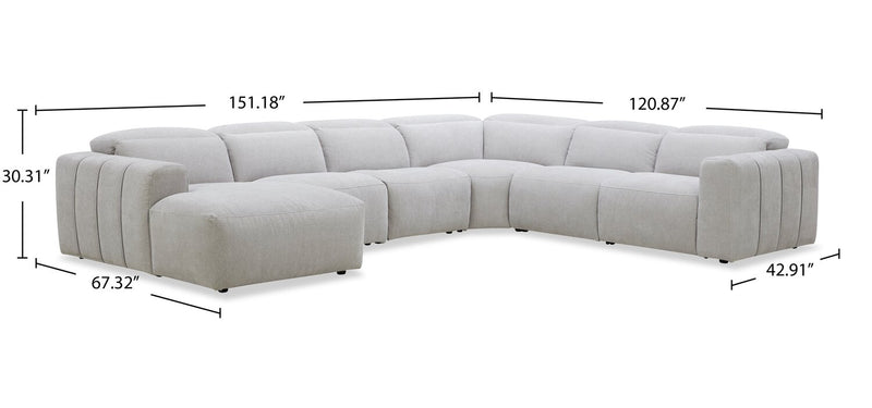 Presidio 6-Piece Left-Facing Power Reclining Sectional – Powder