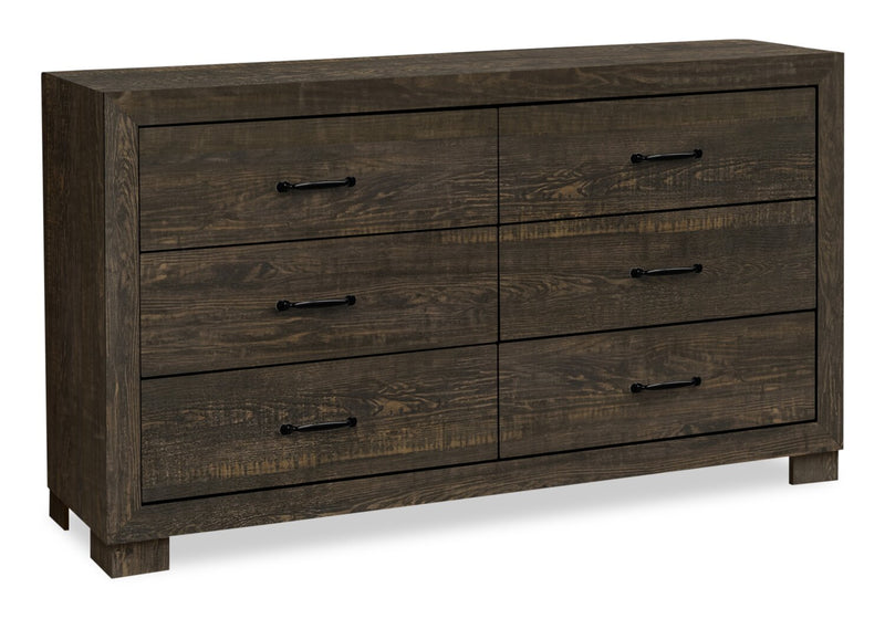 Ethan Bedroom 6-Drawer Dresser, 59\"W x 34\"H - Rustic Brown