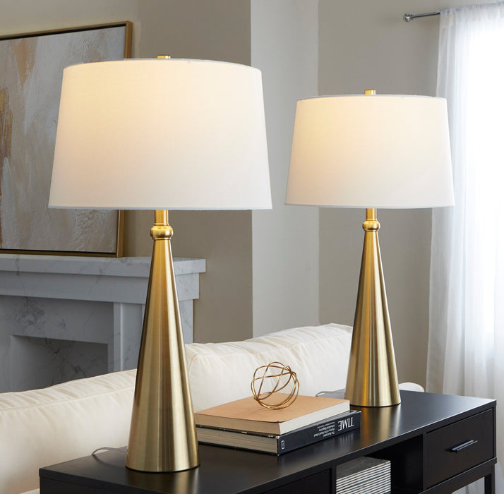 Alison 30\" Metal Table Lamp with White Linen - Gold