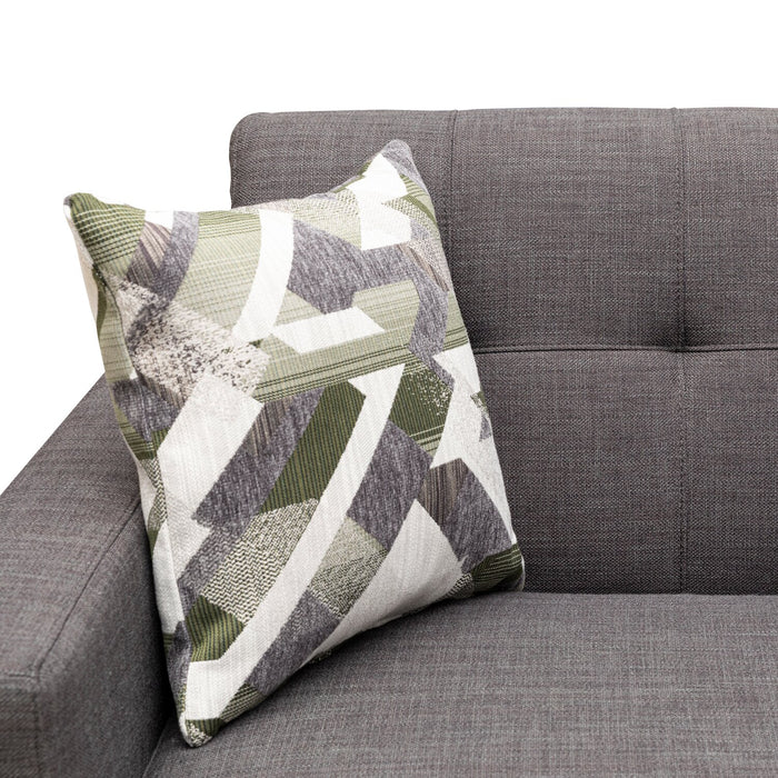 Kort & Co. Freeman 80” Linen-Look Fabric Condo Size Sofa with Wood Legs - Charcoal Grey
