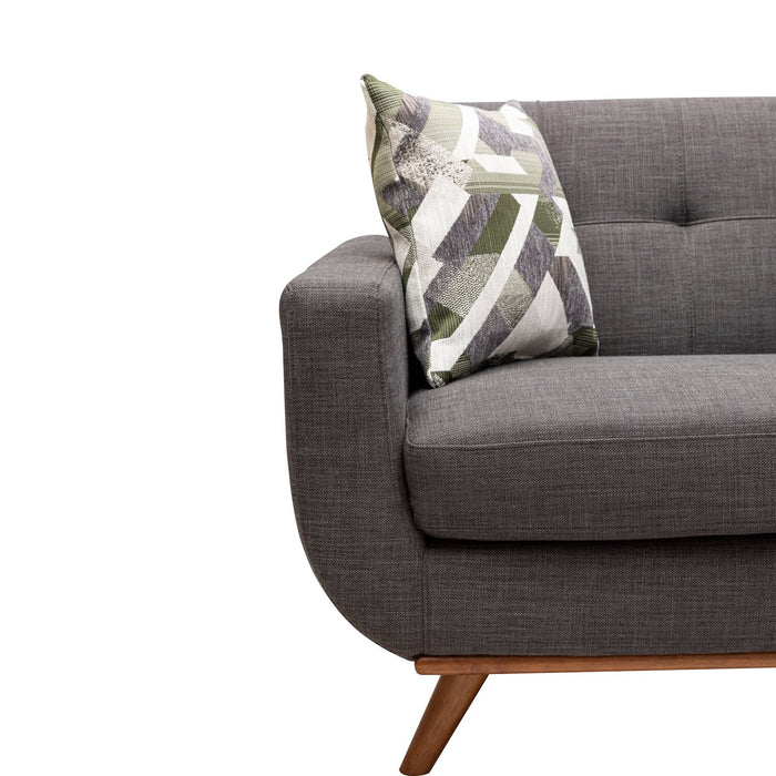 Kort & Co. Freeman 80” Linen-Look Fabric Condo Size Sofa with Wood Legs - Charcoal Grey