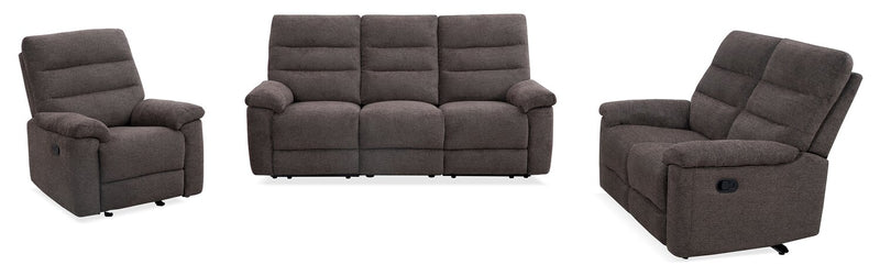 Jasper 59\" Chenille Fabric Reclining Loveseat - Brown