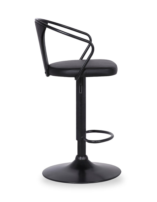 Hero Barstool with Swivel & Adjustable Seat, Vegan Leather Fabric, Metal - Grey