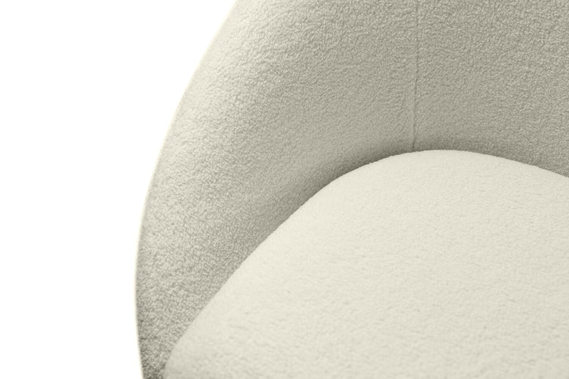 Lola 28.7\" Chenille Boucle Fabric Curved Accent Chair with Removable Seat Cushion - White