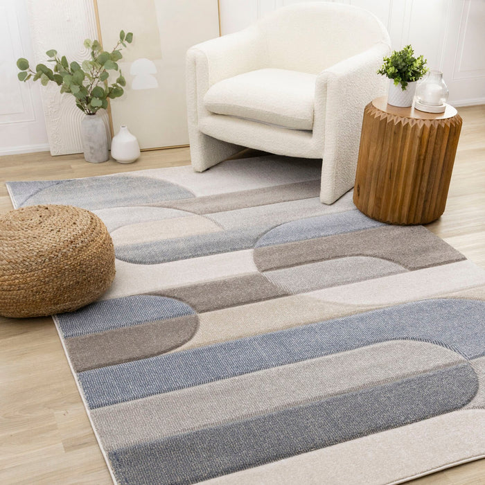 Farrah Blue Grey Area Rug - 6'7\" x 9'6\"