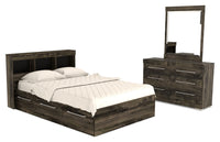 Riley Mates Bed 5pc Set with Bookcase Headboard, Dresser & Mirror, Grey - Full Size 