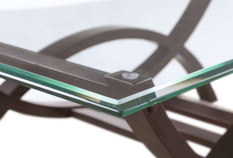 Ricci 48\" Modern Glass Top Sofa Table - Espresso with Arched Legs