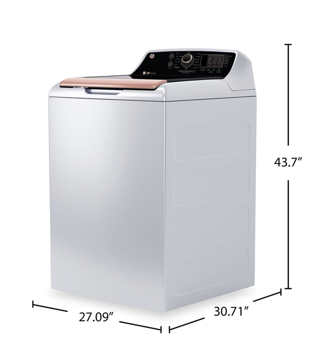 GE 5.3 Cu. Ft. Top Load Washer and 7.4 Cu. Ft. Electric Dryer - White and Rose Gold 