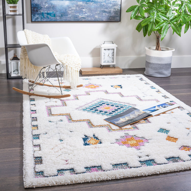 Ellis Multi-Colour Geometric Shag Area Rug - 7'11