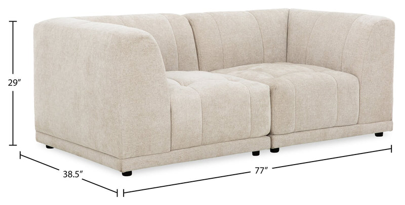 Oaklyn Modular 77\" Fabric Loveseat with Tufted Seat Cushions - Beige