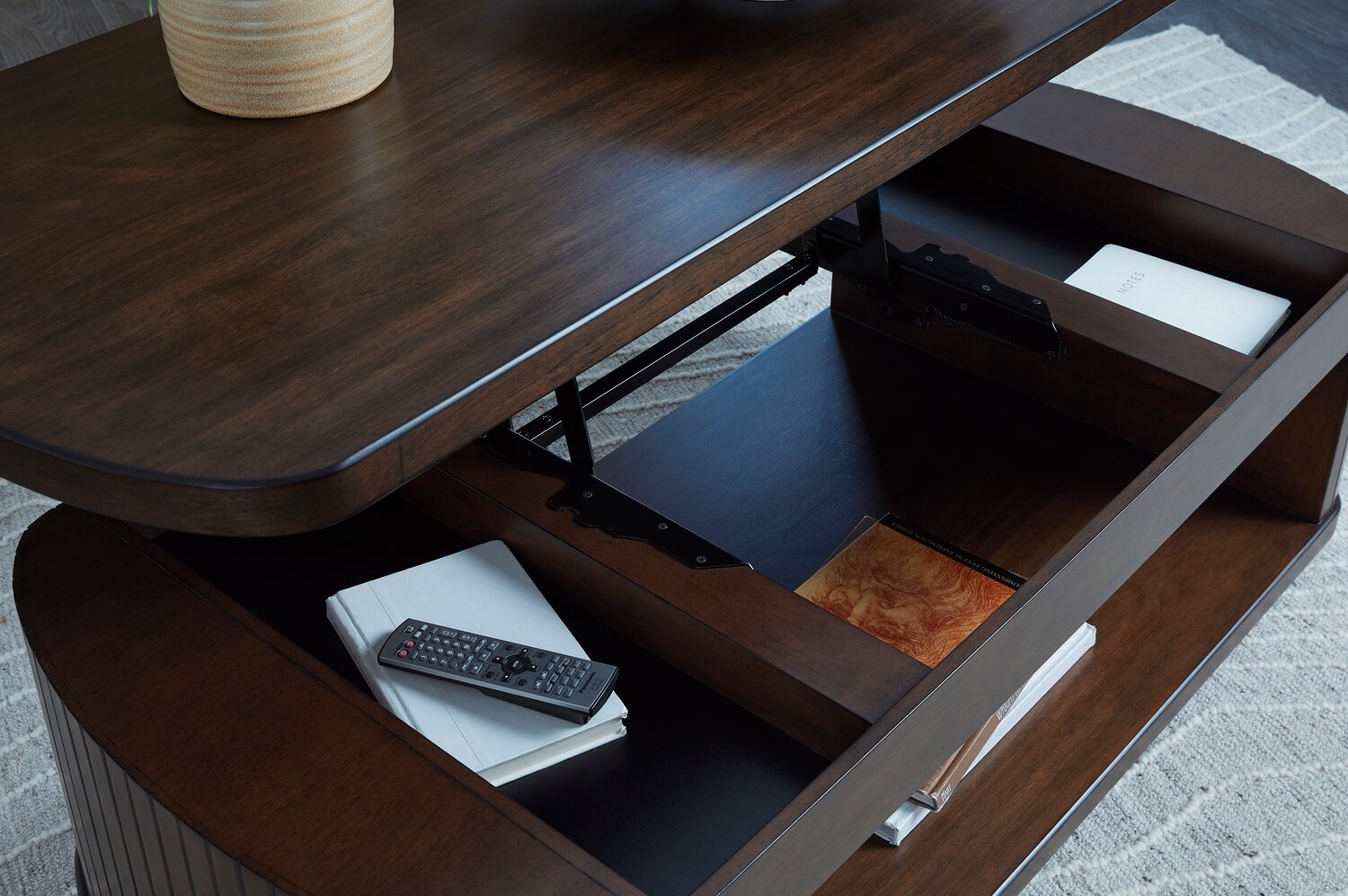 Vernon 56” Modern Solid Wood Lift Top Coffee Table with Storage, Sh ...