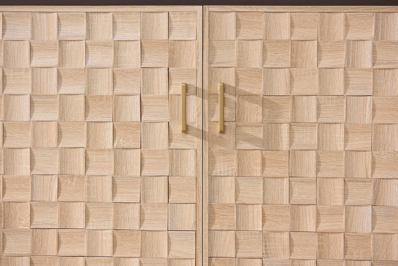 Alenna 60\" 3-Door Accent Cabinet - Black with Weathered White Doors