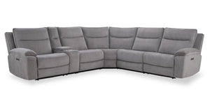 Dallas 6-Piece Fabric Power Reclining Sectional with Storage Console and USB Port - Grey