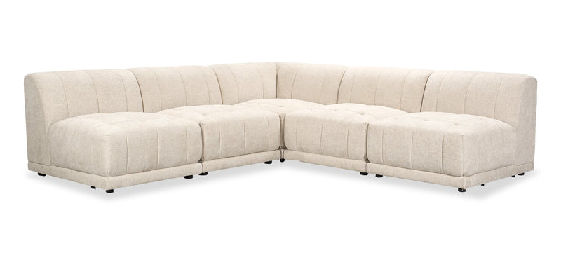 Kort & Co. Oaklyn Modular 5-Piece Fabric Armless Sectional with Tufted Seat Cushions - Beige