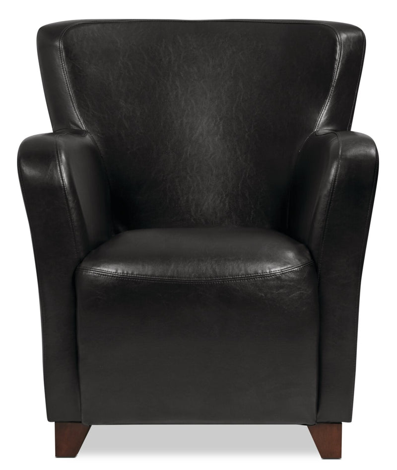 Zello 29.92" Black Faux Leather Accent Chair with Wood Legs The Brick