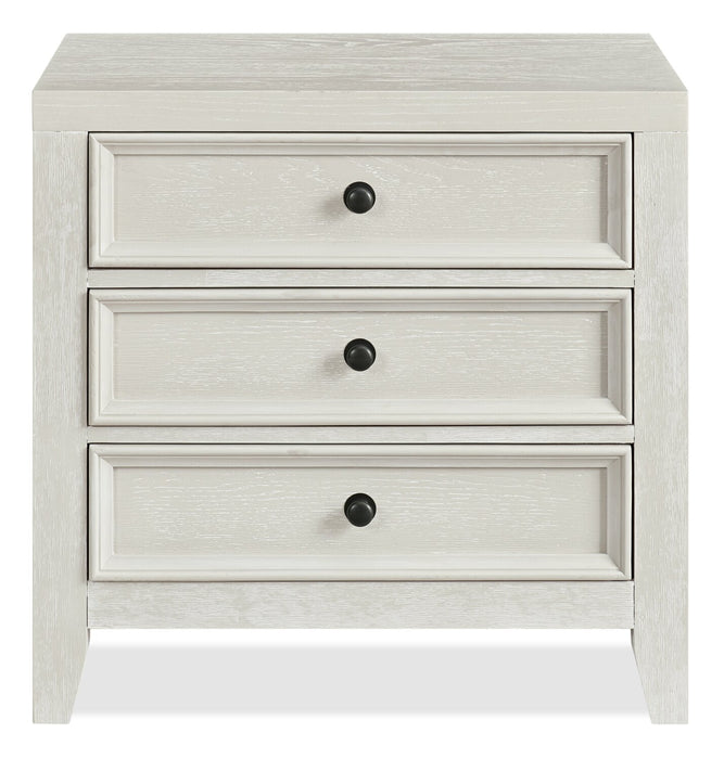 Casa Bedside 3-Drawer Nightstand with USB Port, 27\"W x 26.5\"H, Wood - White