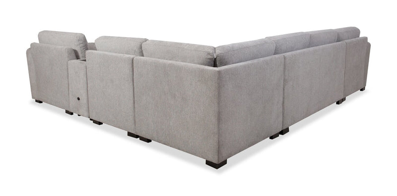 Vault 6-Piece Sectional with Sofa Bed Loveseat and Three Storage Chairs - Grey