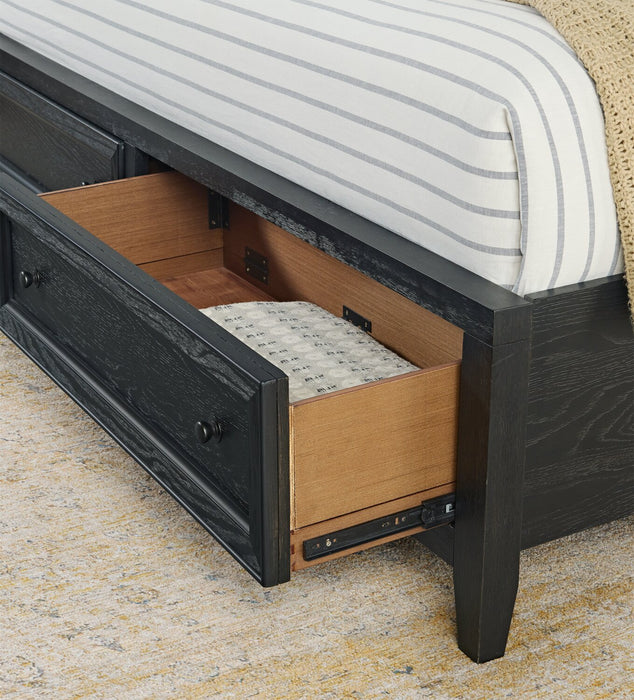 Casa Panel Bed with Headboard & Frame, Wood, Black - Queen Size