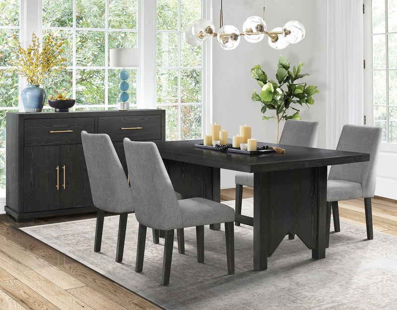Emery Dining Chair with Polyester Fabric - Charcoal