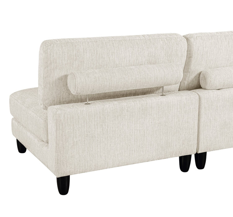 Lounge 4-Piece Chenille Modular Sectional with Ottoman – Beige 