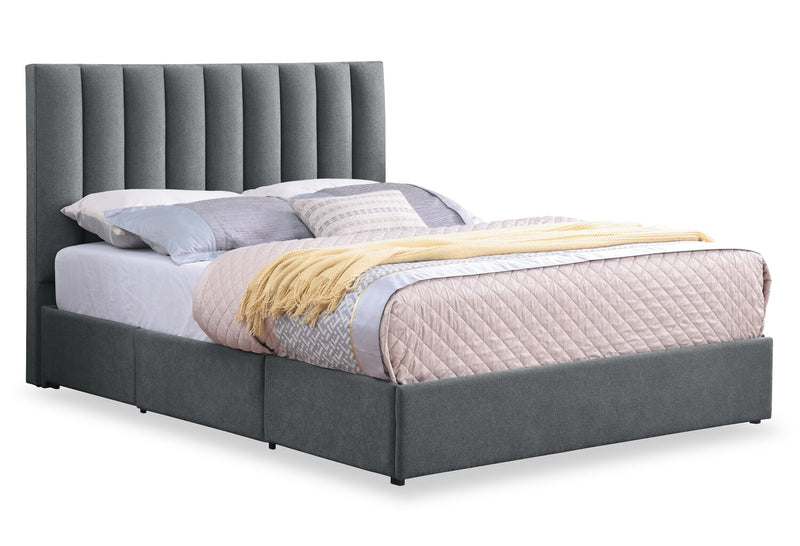 Amos Charcoal Channel Fabric Headboard - Queen