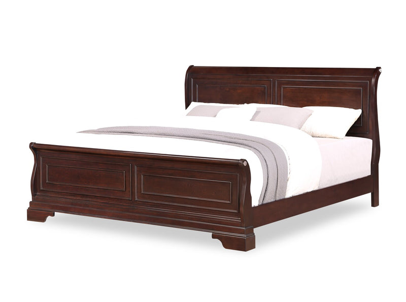 Marco 5pc Bedroom Set with Bed, Dresser & Mirror, Cherry Brown - King Size