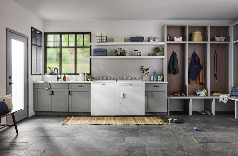 Maytag 5.5 Cu Ft. Top Load Impeller Washer with Pet Pro Option and 7.0 Cu Ft. Gas Dryer – White