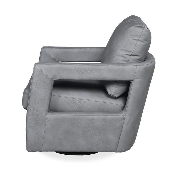 Ever 28\" Swivel Leather-Like Fabric Accent Chair – Grey