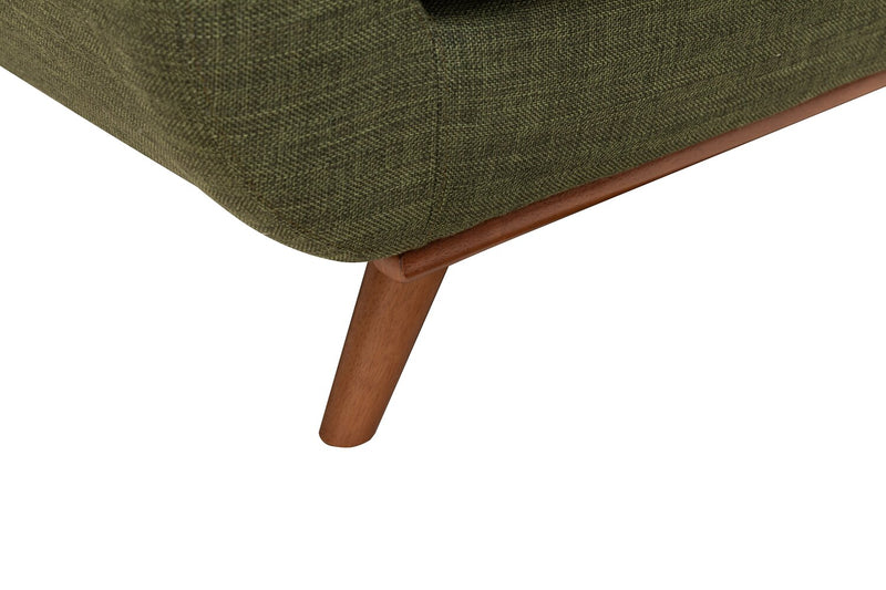 Kort & Co. Freeman 88\" Linen-Look Fabric Sofa with Wood Base and Tufted Back Cushions - Avocado Green