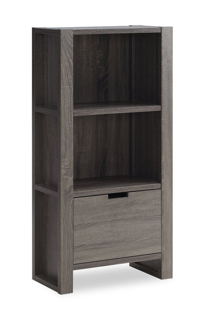 Oscar Owen 22.5" 2-Shelf Bookcase with File Drawer - Grey|Bibliothèque Oscar Owen de 22,5 po à deux tablettes avec tiroir classeur - grise