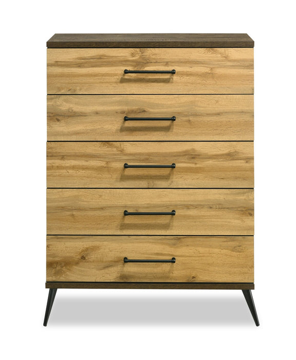 Silas Bedroom Chest of Drawers, 5-Drawer, 33\"W x 47.5\"H - Rustic Brown
