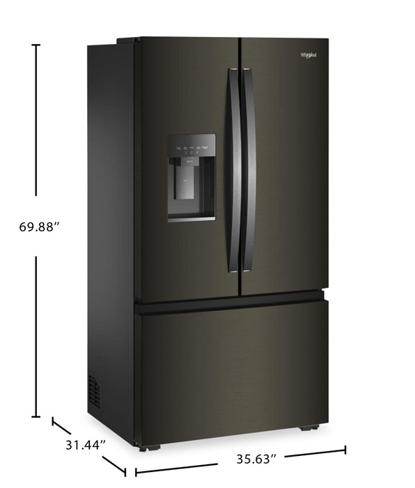 Whirlpool 36\" 23.4 Cu. Ft. French Door Refrigerator – Black Stainless Steel - WRFC5036RV